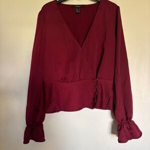 Elegant Burgundy Wrap Top